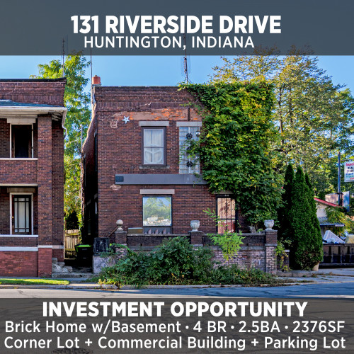 Investment Property: Two Story Brick Home. 3BR · 2.5BA · Unfinished Basement + General Commercial Building w/Parking Lot