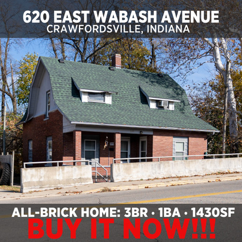 BUY IT NOW! Great house to have as a rental in Crawfordsville, IN—620 E Wabash Ave.